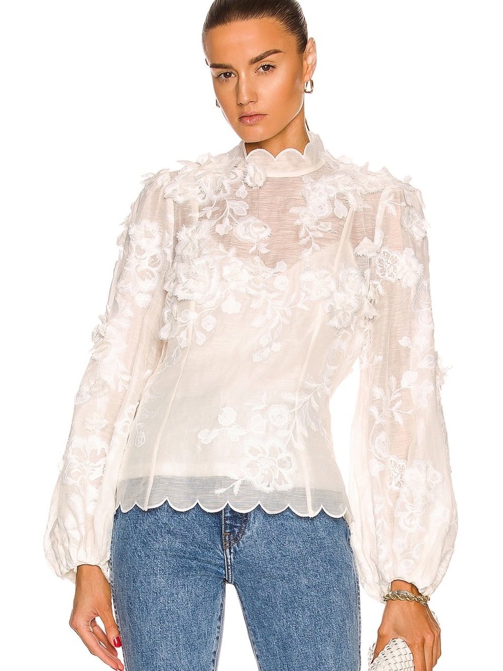 Zimmermann Ivory Floral Appliqué top shirt